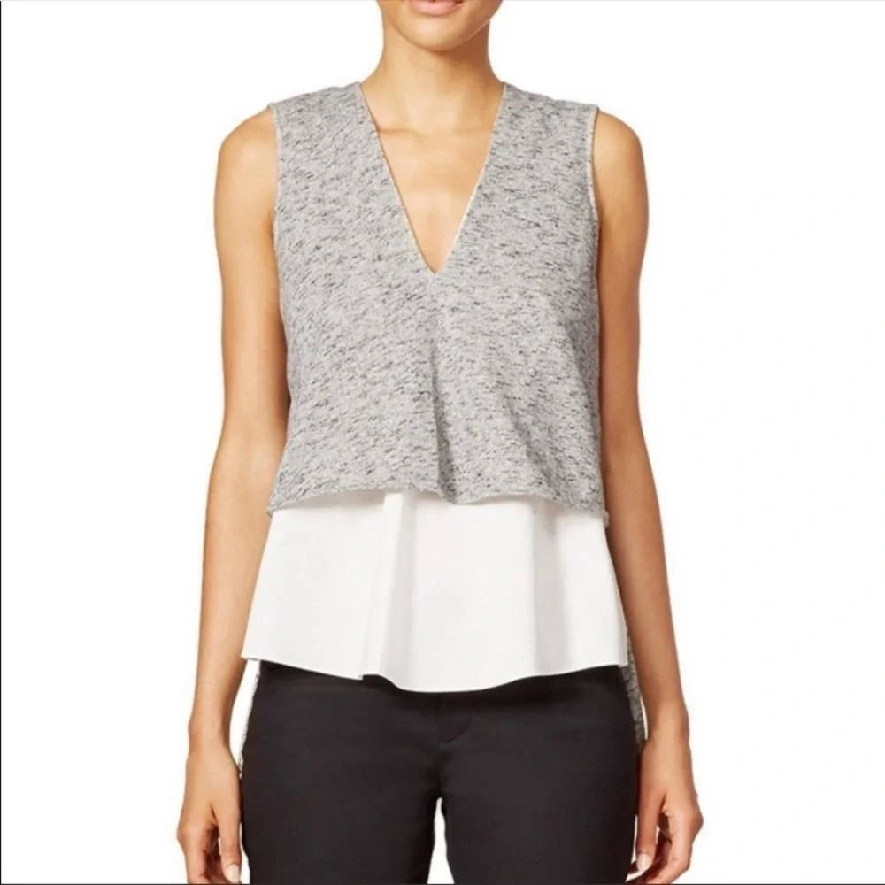 DEREK LAM 10 Crosby Gray‎ Tiered Tank Top Size 4